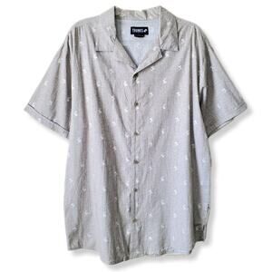 Men Beige Trunks Surf Swim Classic Button Ss Camp Shirt XL Casual Relaxed NEW